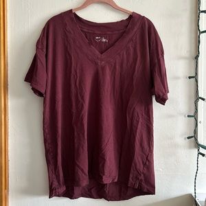 Aerie oversized distressed v neck tee